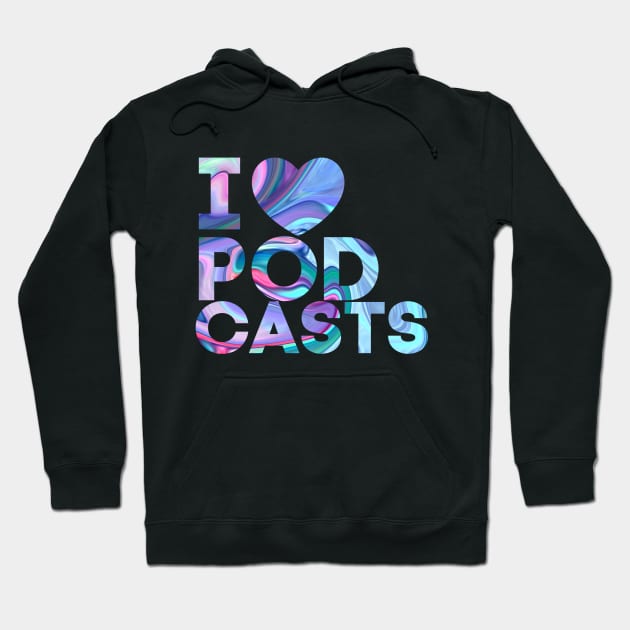 I Heart Podcasts Purple Marble Hoodie by TalkingFishPodcasts